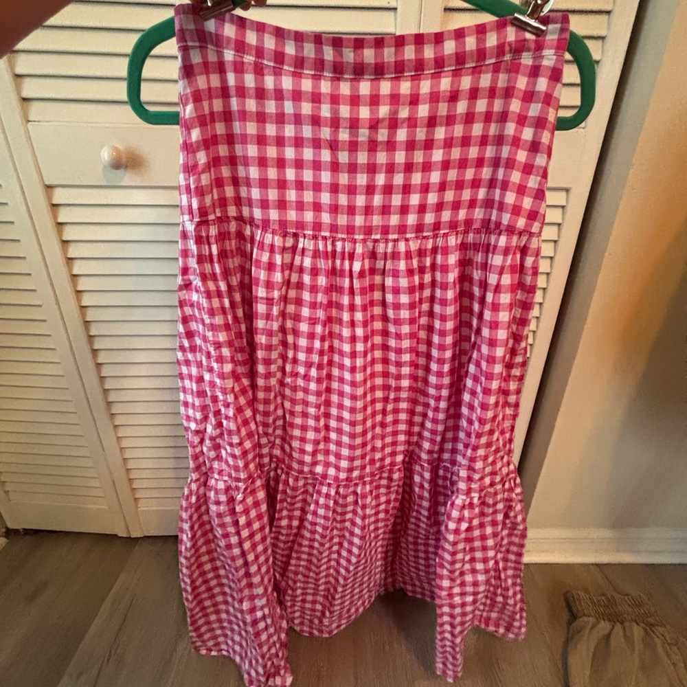 J. Crew Pink Gingham Maxi Skirt